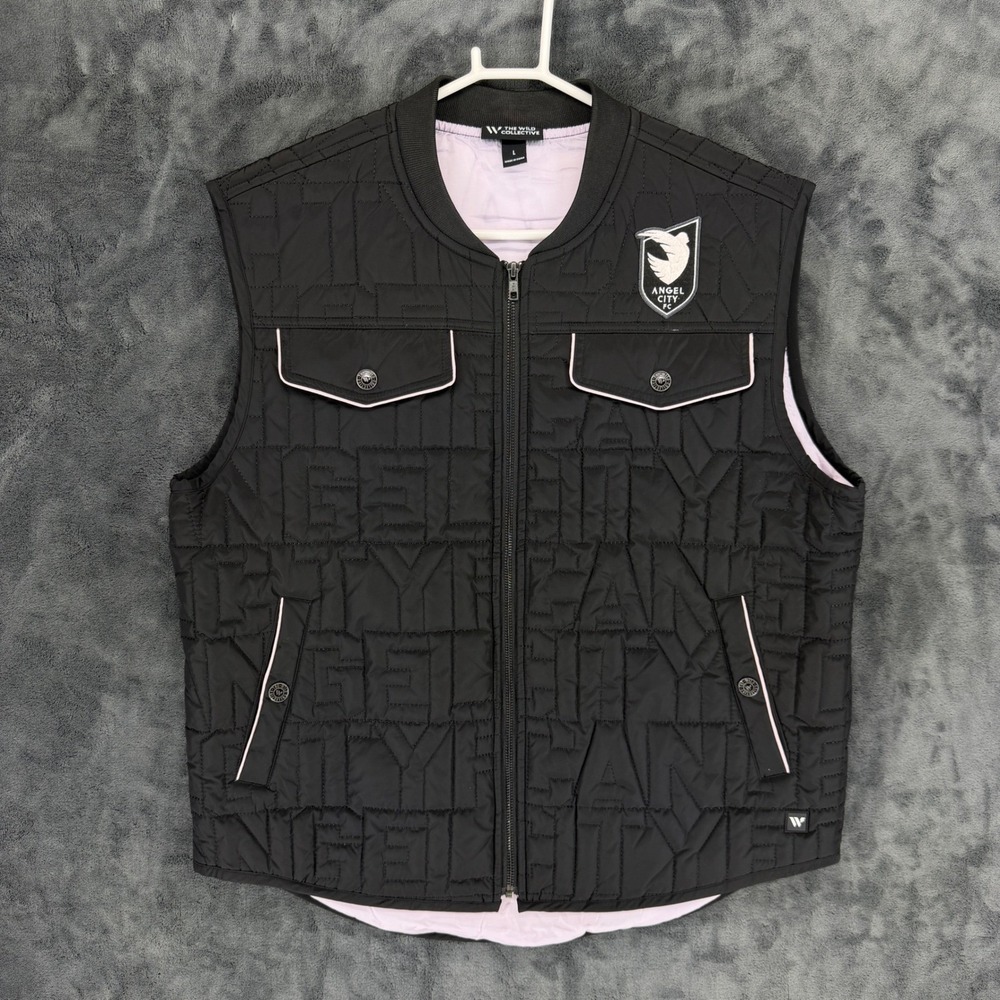 Angel City FC Vest L Black NWSL Soccer Quilted The Wild Collective EUC